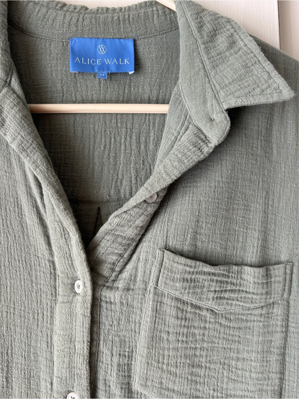 Alice Walk Olive Green Button-Down Shirt
